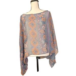 Paper Tee Sheer Boho Batwing Blouse Size 3X